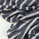Load image into Gallery viewer, 3/8" White &amp; 5/8" Denim Yarn Dyed Stripe 100% Linen Knit | Made in Italy
