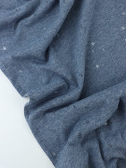 Load image into Gallery viewer, Denim Distressed Eyelet Poly/Cotton Jersey
