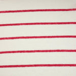 Load image into Gallery viewer, 1/4" Amaranth Red &amp; 1 1/4" White Yarn Dyed Stripe 100% Linen Knit | Made in Italy
