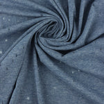 Load image into Gallery viewer, Denim Distressed Eyelet Poly/Cotton Jersey
