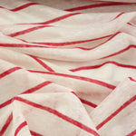 Load image into Gallery viewer, 1/4" Amaranth Red &amp; 1 1/4" White Yarn Dyed Stripe 100% Linen Knit | Made in Italy
