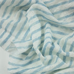 Load image into Gallery viewer, Dusty Blue &amp; White Brushed Stripe 100% Linen Knit | Made in Italy
