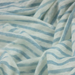 Load image into Gallery viewer, Dusty Blue &amp; White Brushed Stripe 100% Linen Knit | Made in Italy
