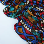 Load image into Gallery viewer, 3YD 34IN REMNANT; Summer Camp Geometric (Royal/Red/Aqua) Poly Rayon Jersey
