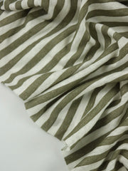 Load image into Gallery viewer, Dusty Olive &amp; White 3/8" Printed Stripe 100% Linen Knit | Made in Italy
