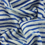 Load image into Gallery viewer, Royal &amp; White Brushed Stripe 100% Linen Knit | Made in Italy
