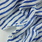 Load image into Gallery viewer, Royal &amp; White Brushed Stripe 100% Linen Knit | Made in Italy
