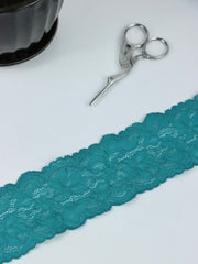 Load image into Gallery viewer, Teal 2.25&quot; Wide Stretch Lace
