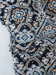 Load image into Gallery viewer, Navy Stained Glass Cotton Lawn