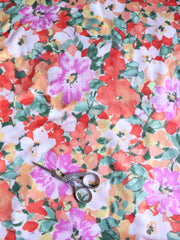 Load image into Gallery viewer, 3YD 8IN Orange Floral Double Brushed Poly | Kayla's Destash