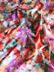 Load image into Gallery viewer, 3YD 8IN Orange Floral Double Brushed Poly | Kayla's Destash