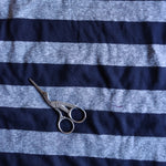 Load image into Gallery viewer, 2YD 4IN Navy Striped Tri-blend Jersey | Kayla's Destash
