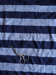 Load image into Gallery viewer, 2YD 4IN Navy Striped Tri-blend Jersey | Kayla's Destash
