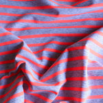 Load image into Gallery viewer, 2YD 24IN Striated Gray &amp; Neon Orange Stripe Swim Nylon Spandex | Kayla's Destash
