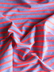 Load image into Gallery viewer, 2YD 24IN Striated Gray &amp; Neon Orange Stripe Swim Nylon Spandex | Kayla's Destash