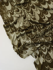 Load image into Gallery viewer, Sage Mist &amp; Olive Marbled Geometric 100% Silk Jersey