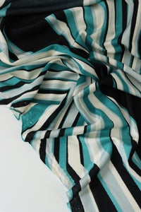 Teal Geometric 100% Silk Jersey