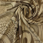 Load image into Gallery viewer, Beige &amp; Brown Glitter Floral 100% Silk Jersey
