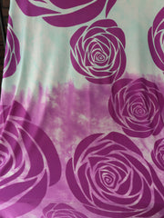 Load image into Gallery viewer, Aqua &amp; Magenta Ombre Roses 100% Silk Jersey