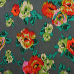 Load image into Gallery viewer, Watercolor Roses on Charcoal Rayon Challis
