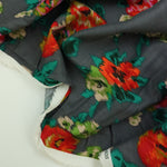 Load image into Gallery viewer, Watercolor Roses on Charcoal Rayon Challis
