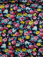 Load image into Gallery viewer, Flower Bed on Navy Rayon Challis