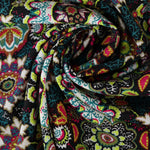 Load image into Gallery viewer, Citrus &amp; Teal Kaleidoscope Rayon Challis
