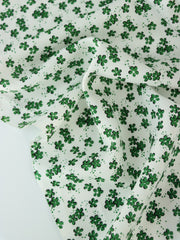 Load image into Gallery viewer, Green Cloverfield on Ivory Rayon Challis