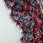 Load image into Gallery viewer, Red &amp; Navy Tie Dye Campy Stripe Rayon Challis
