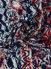 Load image into Gallery viewer, Red &amp; Navy Tie Dye Campy Stripe Rayon Challis