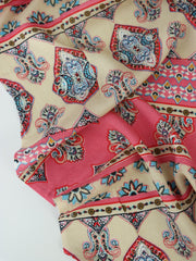 Load image into Gallery viewer, Melon Pink &amp; Aqua Boho Stripe Rayon Challis