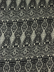 Load image into Gallery viewer, Black &amp; Beige Geometric Stripe Rayon Challis