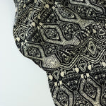 Load image into Gallery viewer, Black &amp; Beige Geometric Stripe Rayon Challis
