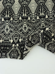 Load image into Gallery viewer, Black &amp; Beige Geometric Stripe Rayon Challis