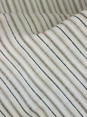 Load image into Gallery viewer, Taupe/Black/Ivory Ticking Stripe 100% Linen