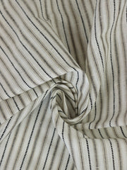 Load image into Gallery viewer, Taupe/Black/Ivory Ticking Stripe 100% Linen