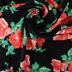 Load image into Gallery viewer, Red Roses on Black Rayon Challis
