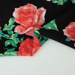 Load image into Gallery viewer, Red Roses on Black Rayon Challis
