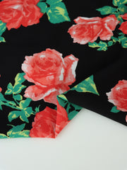 Load image into Gallery viewer, Red Roses on Black Rayon Challis