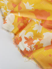 Load image into Gallery viewer, Yellow &amp; Melon Floral Linen Rayon Blend