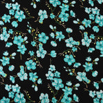Load image into Gallery viewer, Aqua Plumerias on Black Rayon Challis
