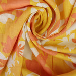 Load image into Gallery viewer, Yellow &amp; Melon Floral Linen Rayon Blend
