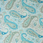 Load image into Gallery viewer, Aqua Blue Paisley on White Rayon Challis
