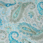 Load image into Gallery viewer, Aqua Blue Paisley on White Rayon Challis
