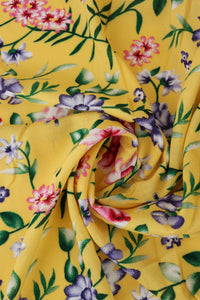 Garden Floral on Yellow Rayon Challis