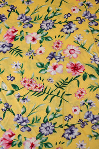 Garden Floral on Yellow Rayon Challis