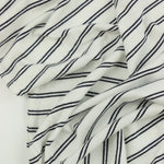 Load image into Gallery viewer, Dark Navy Double Pinstripe Rayon Spandex Jersey | Made in USA
