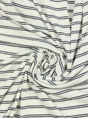 Load image into Gallery viewer, Dark Navy Double Pinstripe Rayon Spandex Jersey | Made in USA