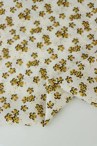 Gold Cloverfield on Ivory Rayon Challis