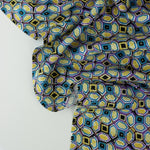 Load image into Gallery viewer, Blue/Purple/Yellow Geometric Rayon Challis
